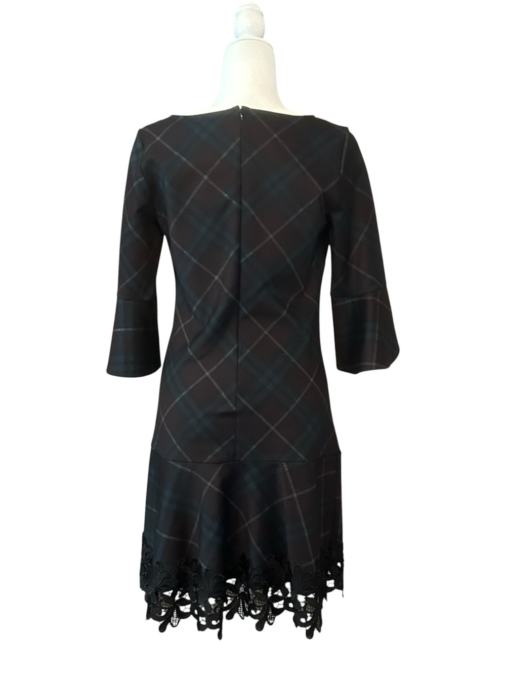 Laundry By Shelli Segal 3/4 Bell Sleeve Dress Trim at Botton Dark Merlot SZ 4 - Picture 4 of 7